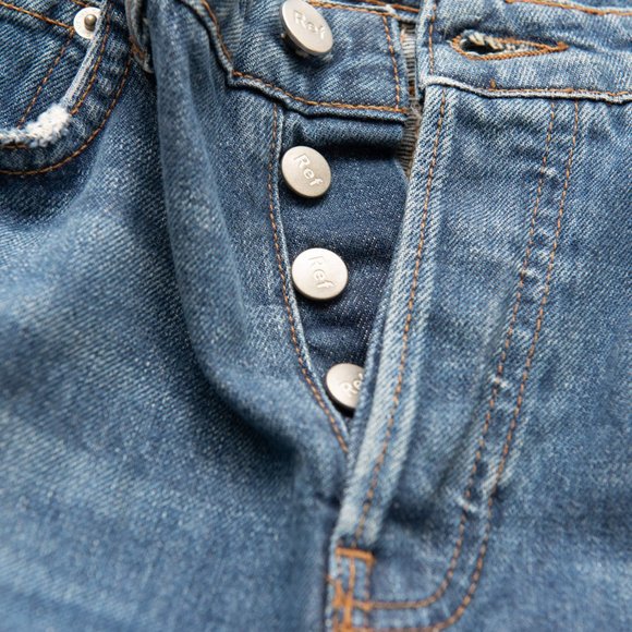 Reformation Winona Jeans Slim Cigarette Mid Rise Denim Distressed Blue Size 25 - Picture 6 of 8